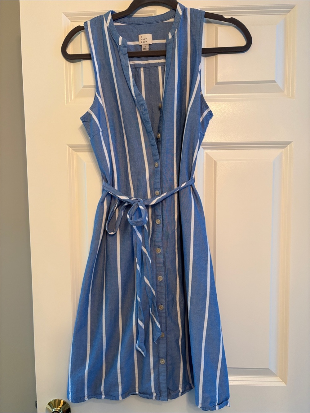A new day Blue and White Striped casual dress. Women’s Small